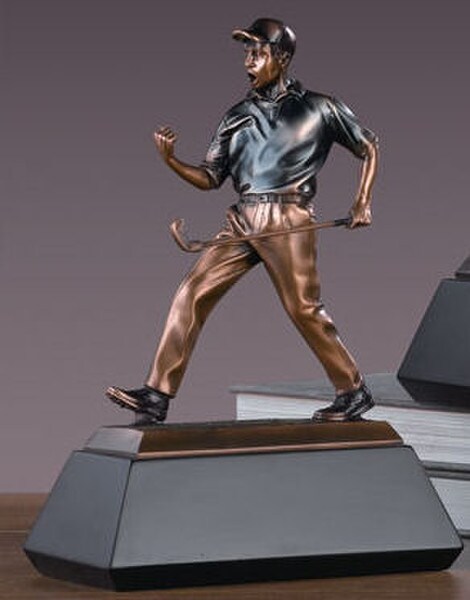 Golf Winner Sculpture After Making Shot Second Place Award Statue